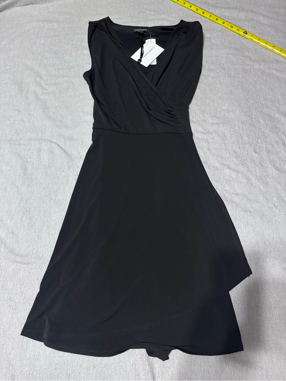 41 Hawthorn Black Asymmetrical Sleeveless Wrap Dress